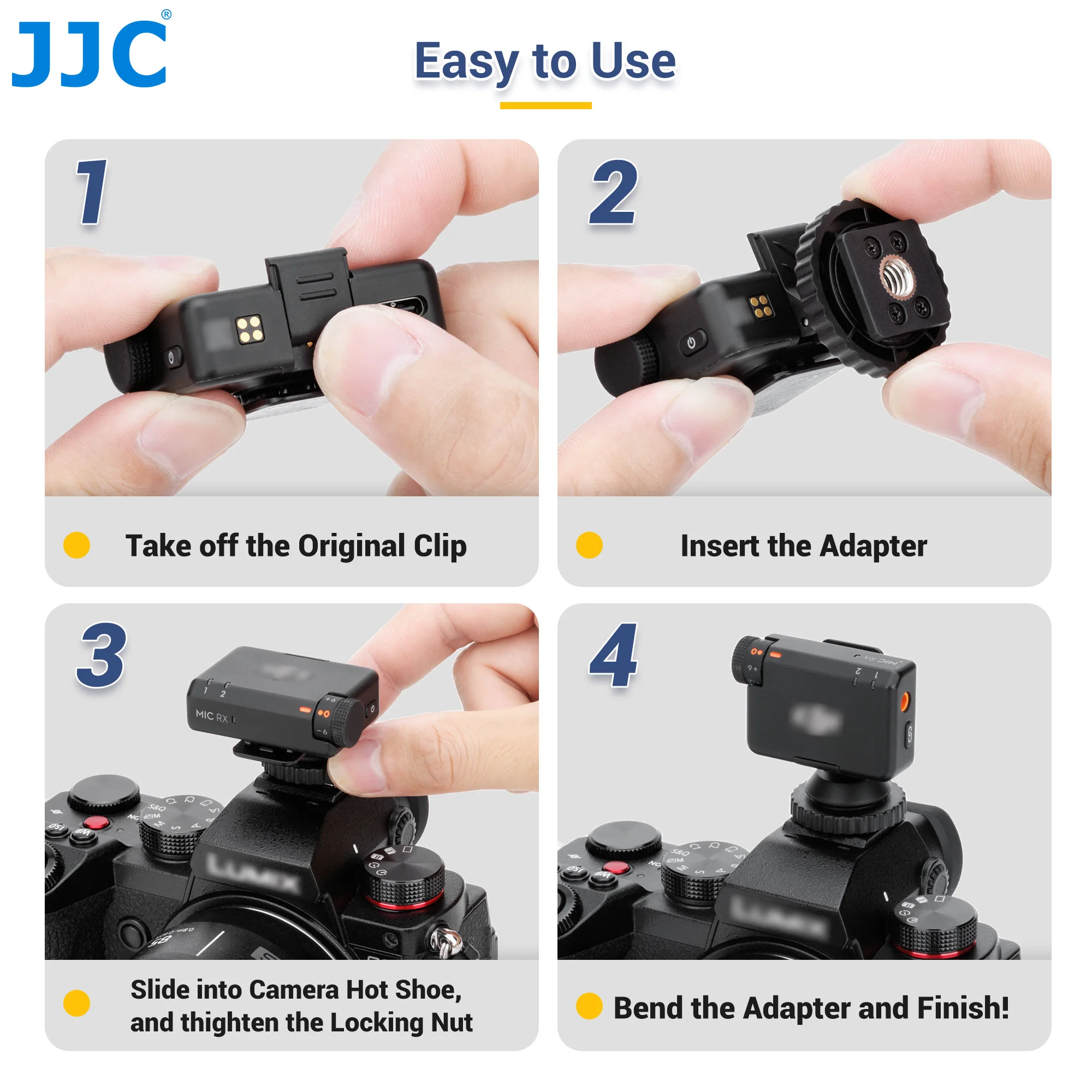 JJC Foldable Cold Shoe Adapter For DJI Mic Mini 1/4-20 Angle Adjustable Adapter For DSLR Camera Vlogging Video Recording action camera accessory tripod adapter