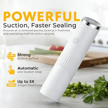 Air Vacuum Sealer Pump USB Rechargeable Automatic Food Sealing Pump with 16 Reusable bag for Food Handheld Food Sealer Pump 1