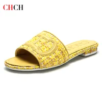 CHCH Women's Slippers New Fabric Fashion Flat Sandals Business Banquet Women's Shoes - Image 2