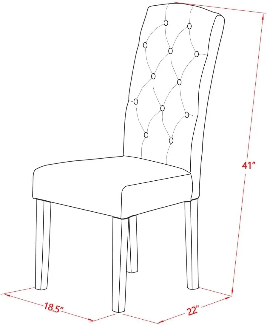 5 Piece Modern Dining Table Set Includes a Square Wooden Table and 4 Dahlia Linen Fabric Upholstered Parson Chairs