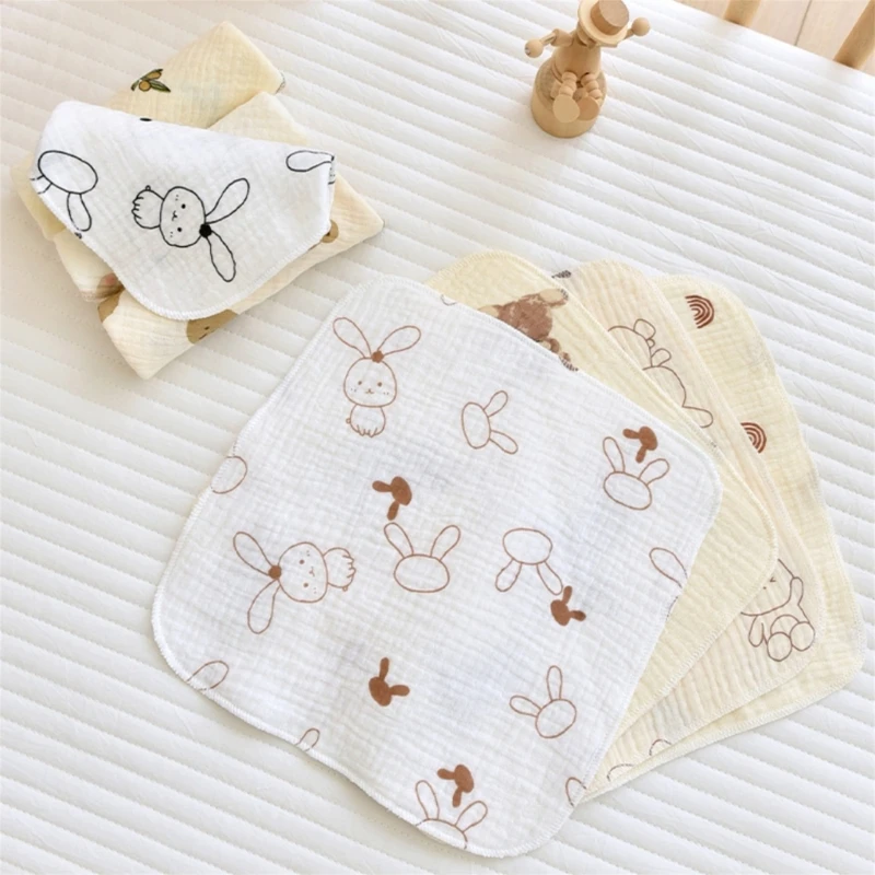 Serviettes carrées pour bébé, 10 pièces, serviette pour le visage,  mouchoir, bavoir d'alimentation, chiffon doux, crêpe, mousseline, serviette  de salive - AliExpress