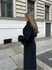 Fashion With Belt Black Woolen Long Coat For Women Oversize Loose Double Button Lapel Overcoat Autumn Lady High Street Outerwear 5