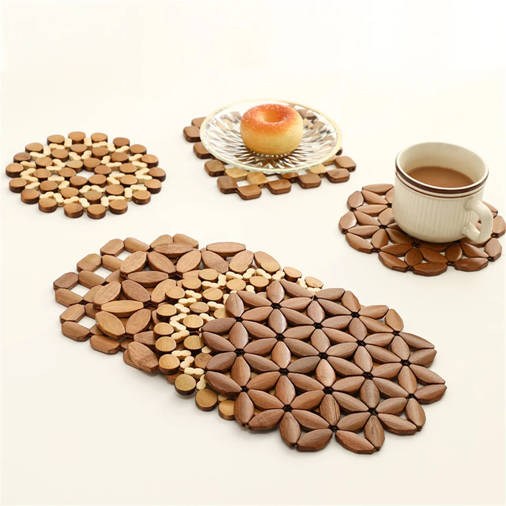 14 Dessous De Verre En Bambou Forme Fleur 9,5 Cm - Pour Mosaïque DIY, Décoration Maison, Protection Meubles