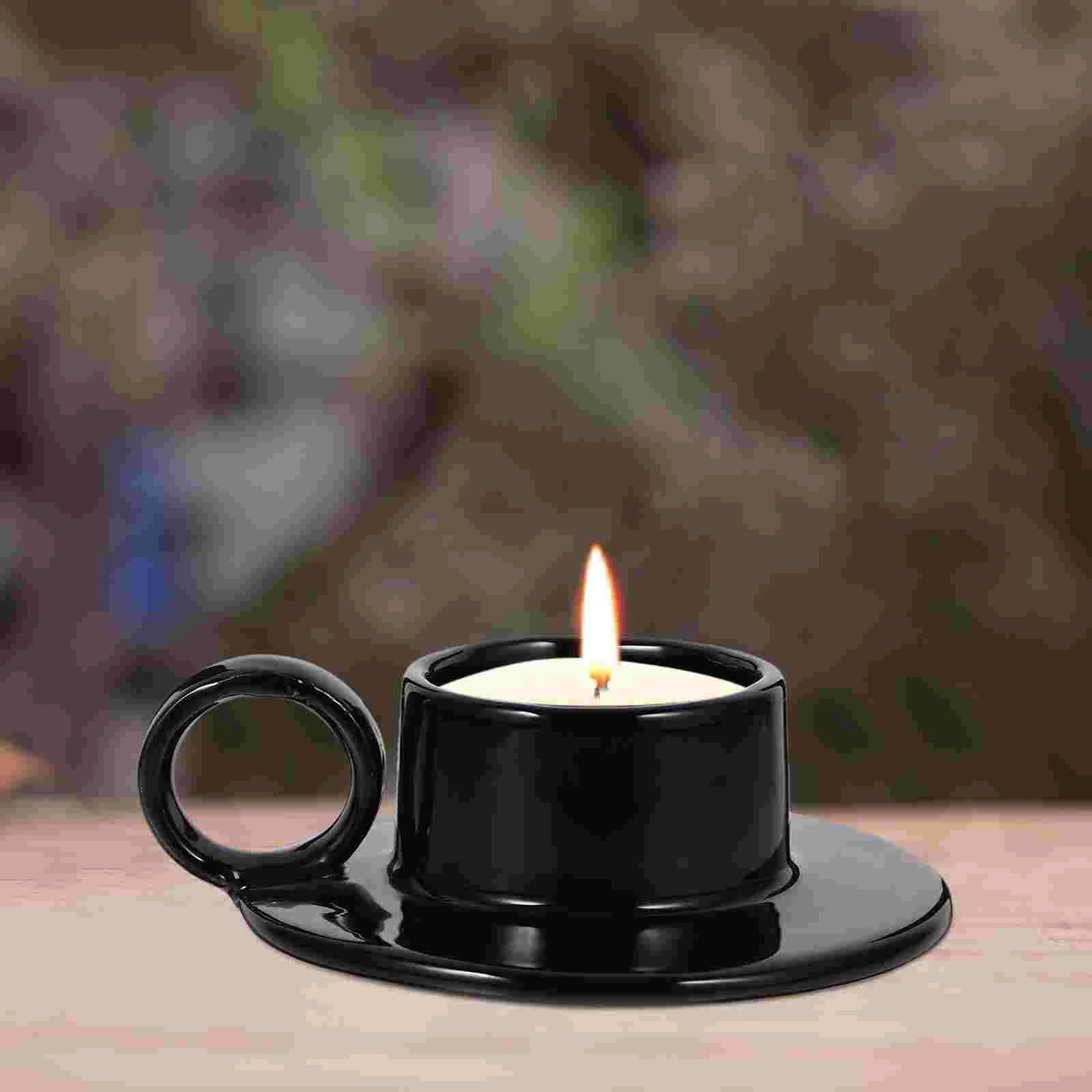 

Stand Vintage Small Candlestick Decor Mug Tealight Holder Ceramics Decorative Craft Holders
