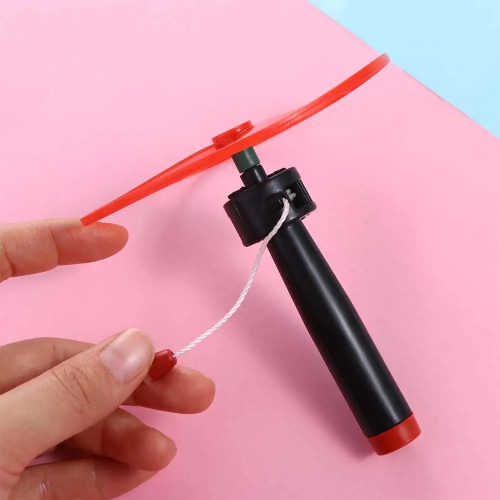 Pull String Pull String Flying Disc Flying Spin Top Hand-push Propeller Helicopter Outdoor Toys Random Color Plastic