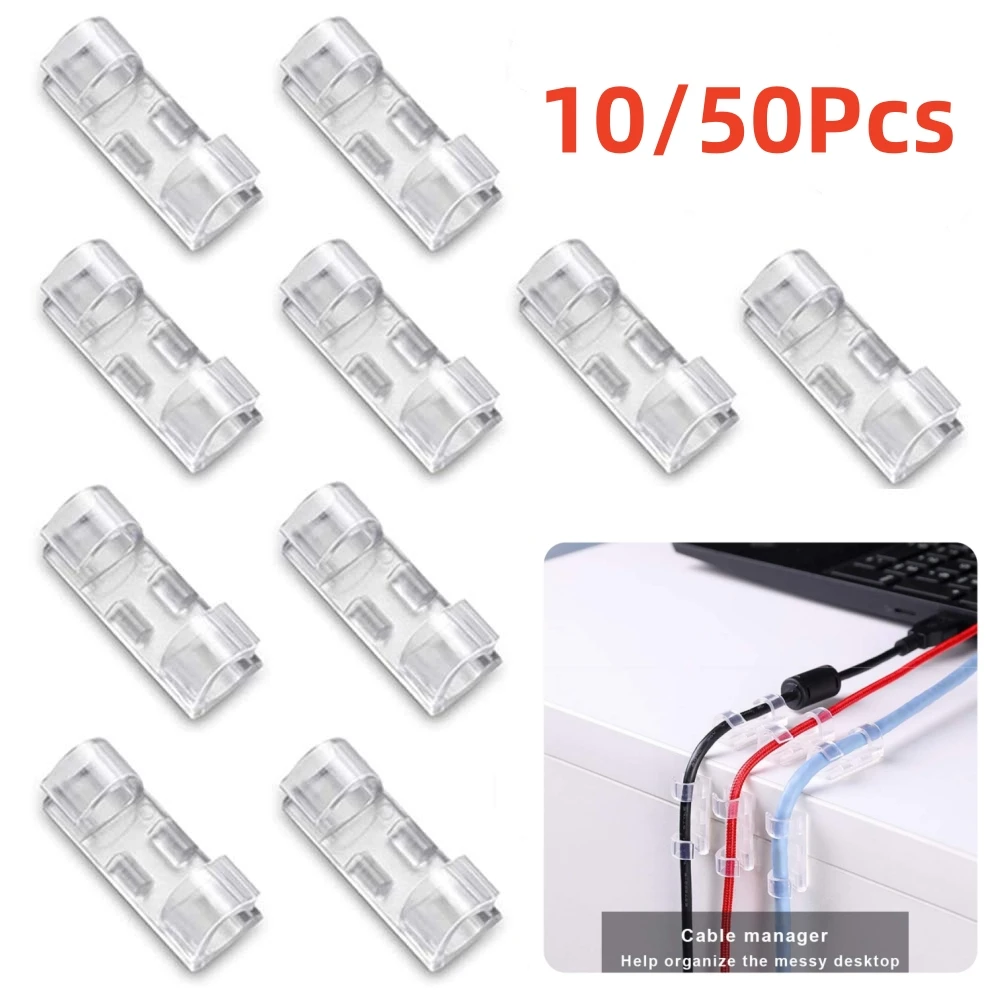

10/50PCS Self Stick Wire Organizer Line Cable Buckle Clip Table Wall Cable Clamps Fixer Fastener Holder Data Phone Line Winder