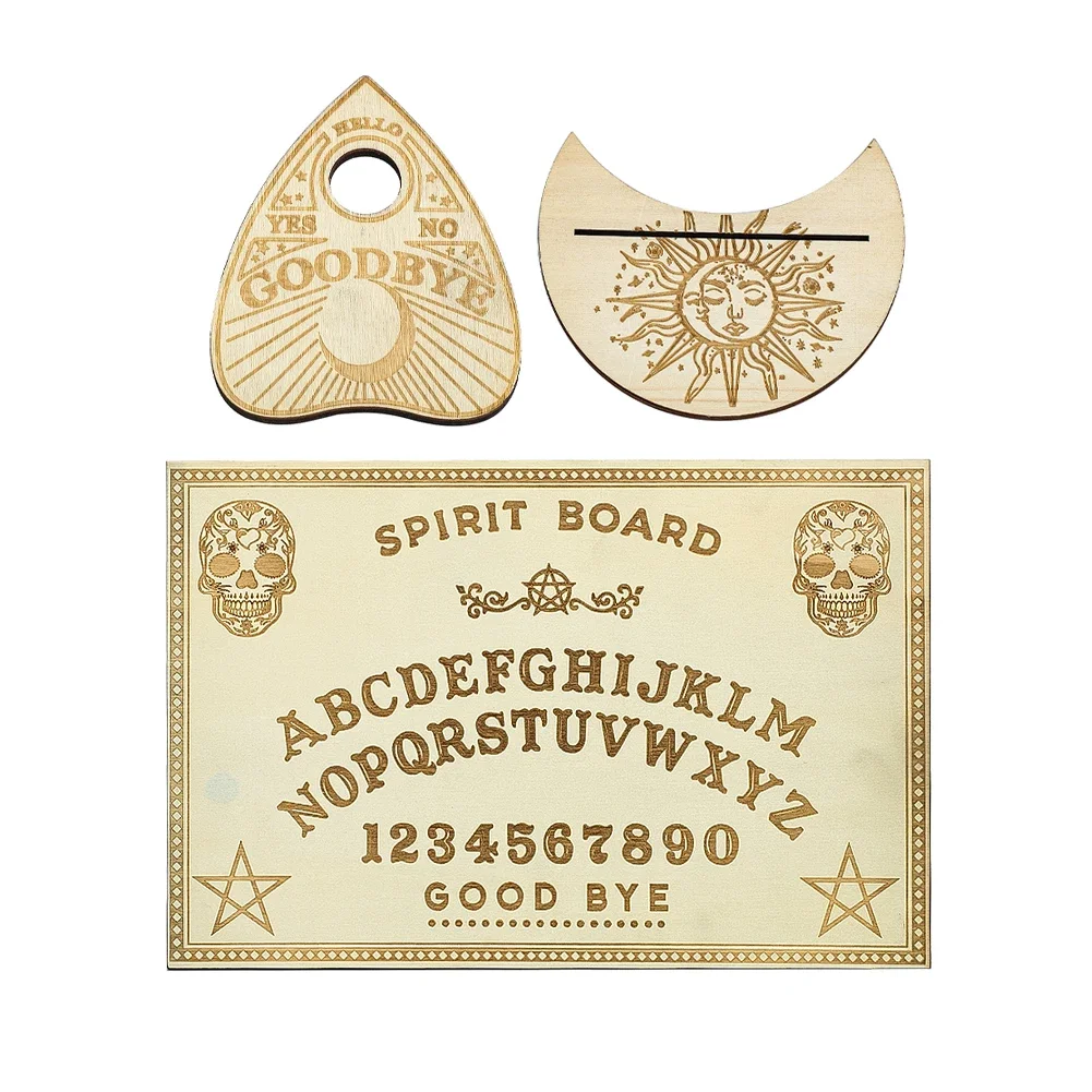 3pcs/set Pendulum Dowsing Board Game Wood Spirit Ouija Board Metaphysical Talking Board Tarot Stand Wicca Altar Divination Tool 3pcs countersink drill bit set 3 8 1 2 3 4 titanium plating wood chamfering cutter 90° single edge chamfer power tool parts