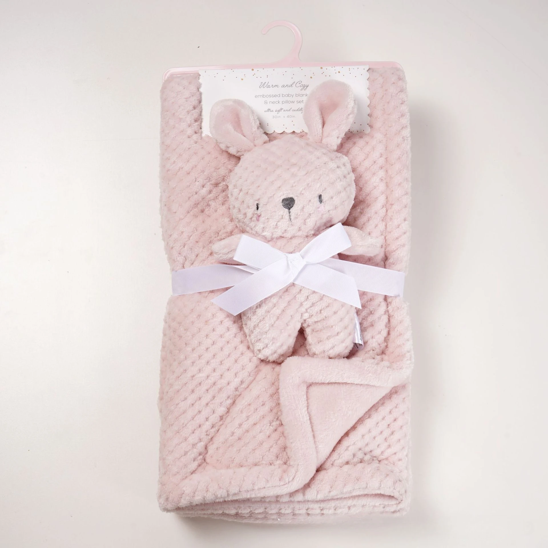 Couverture bébé polaire rose avec peluche, couverture chaude et confortable pour bébé