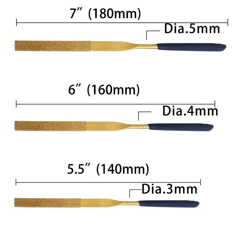 Mini-Nadel-Diamantfeilen-Set, 10 Stück, 3 x 140/4 x 160/5 x 180 mm, für Juweliere, Diamantschnitzerei, Metall, Glas und Stein, Kunsthandwerk, Handwerkzeug – Detail 7
