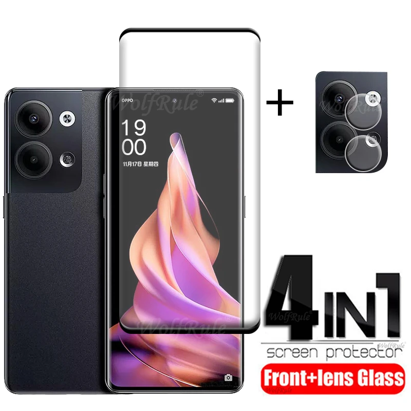 

4-в-1 для OPPO Reno 9 стекло для Reno 9 Закаленное стекло Защитная пленка HD Полная Защита экрана для Reno 9 Pro Plus стекло объектива