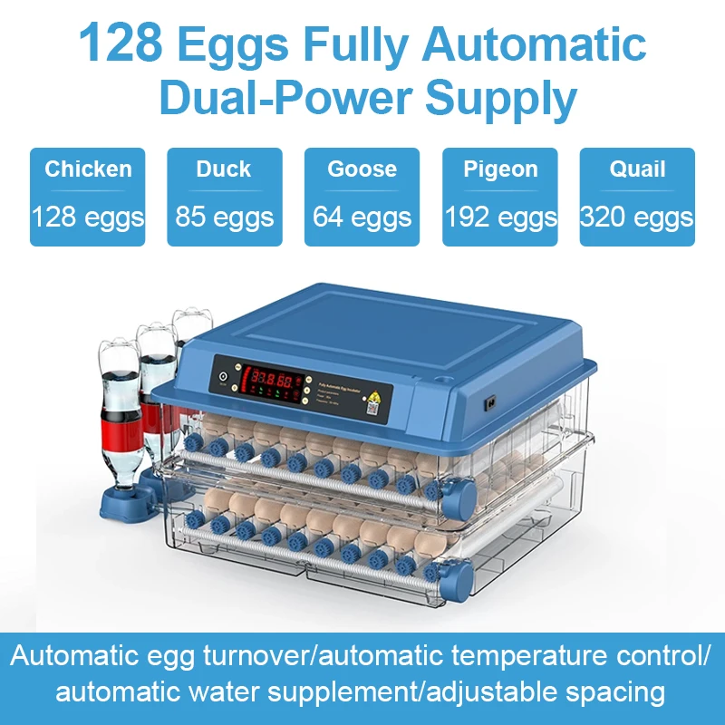 128 Eggs Fully Automatic Incubator With Drawer Type Mini Poultry With Automatic Waterbed Replenishment And Temperature Control