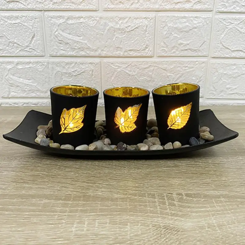 

Electronic Table Ornaments Stained Glass Wedding Table Candle Stand Candle Holder Set Home Accessories Ornaments Candle Cup