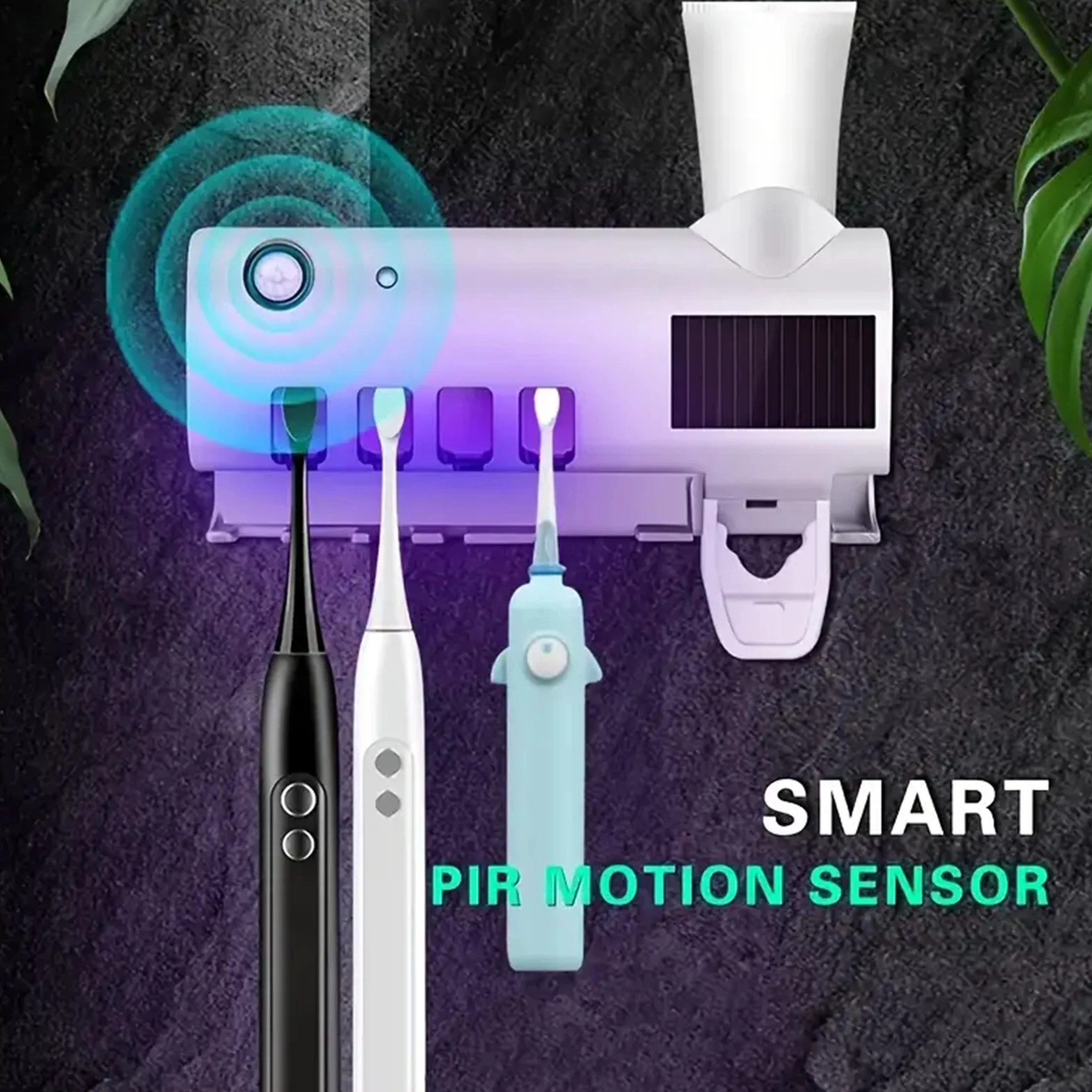 Wall Mounted Toothbrush Holder 4-slot Bathroom Storage Box No Drilling Installation New Year