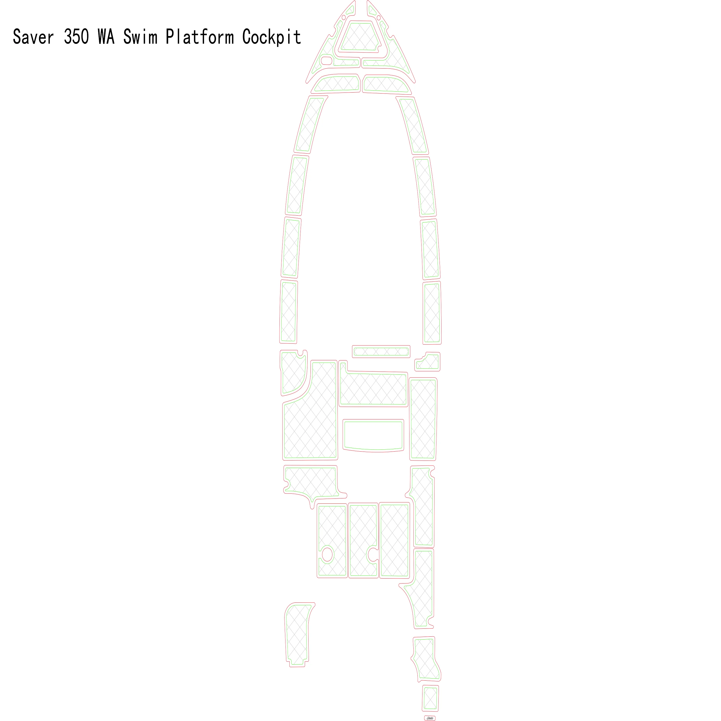 Saver 350 WA Swim Platform Cockpit Boat EVA Faux Teak Deck Floor Pad