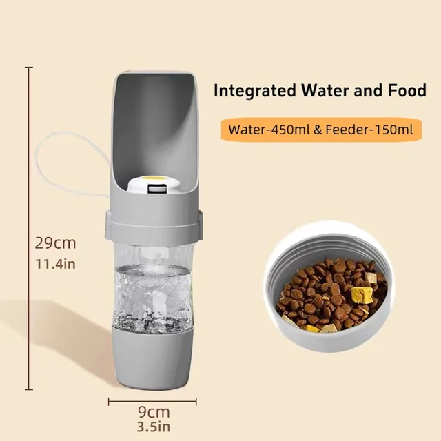 Portable Dog Cat Water Bottle with Storage Food and Water Container for Puppy Pets dogs Feeder Bowl Outdoor Travel Pet supplies 2