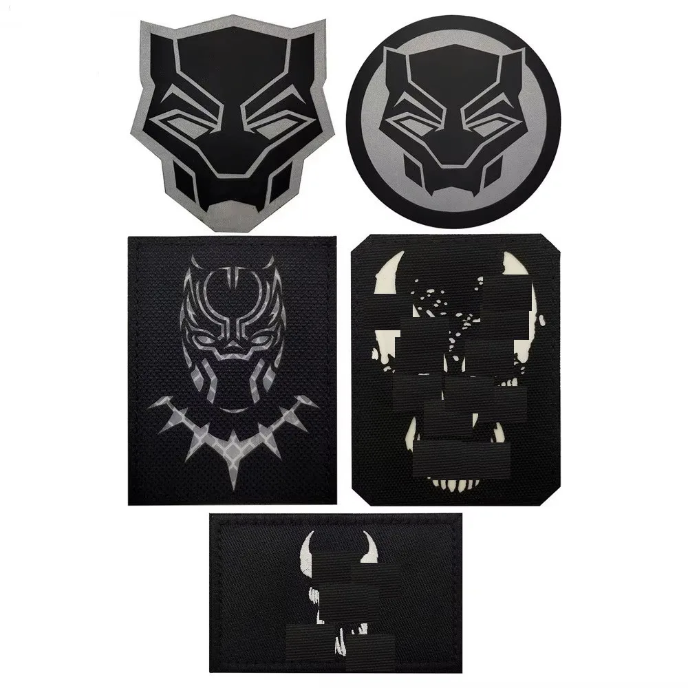 Neues Design, Persönlichkeit, kreativ, reflektierend, leuchtend, Panther, taktische Moral, Armband, bestickter Totenkopf, Rucksack, Klettverschluss