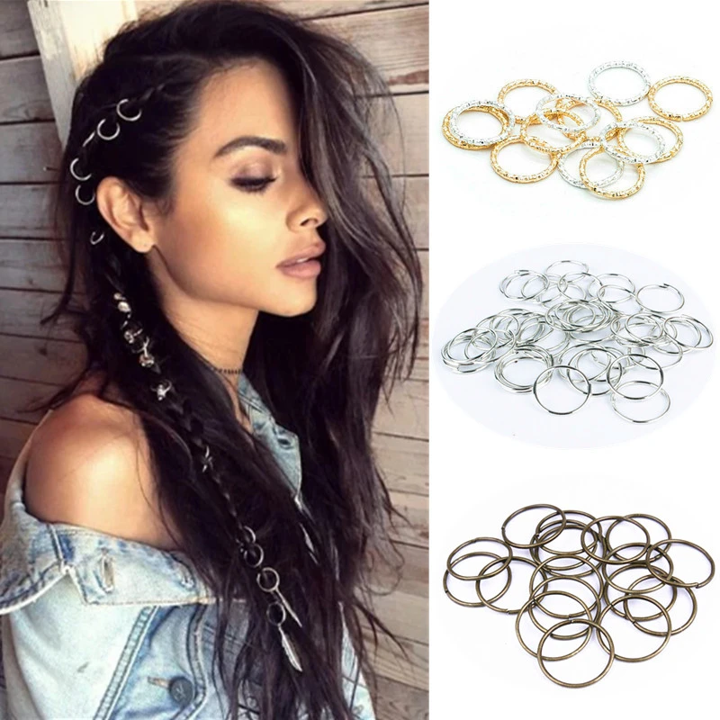 50 200 Pcs Gold/Silver Hair Braid Dreadlock Beads Cuffs Rings Tube  Accessories Hoop Circle Approx 8 18mm Inner Hole Hair Rings|Braiders| -  AliExpress