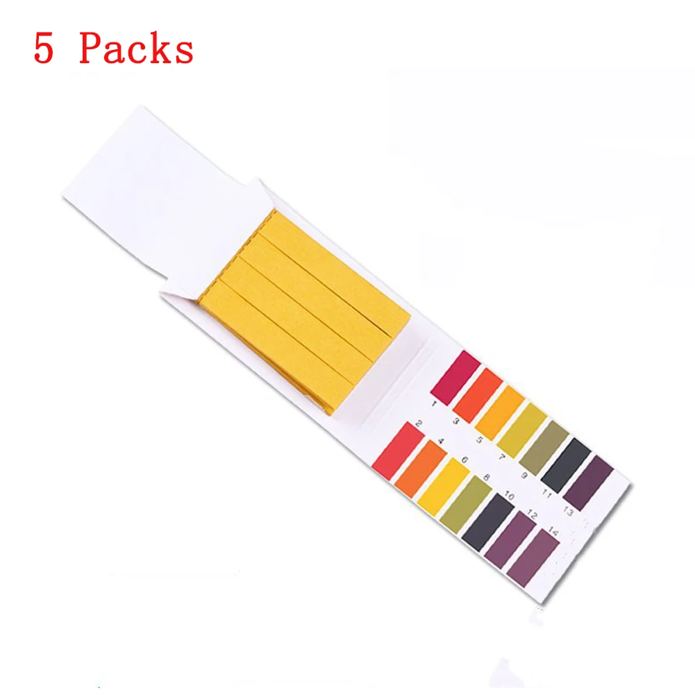 

5Packs Professional 1-14 PH Litmus Paper PH Test Strips Water Cosmetics Soil Test Strips Acid-base Test Paper with Control Card