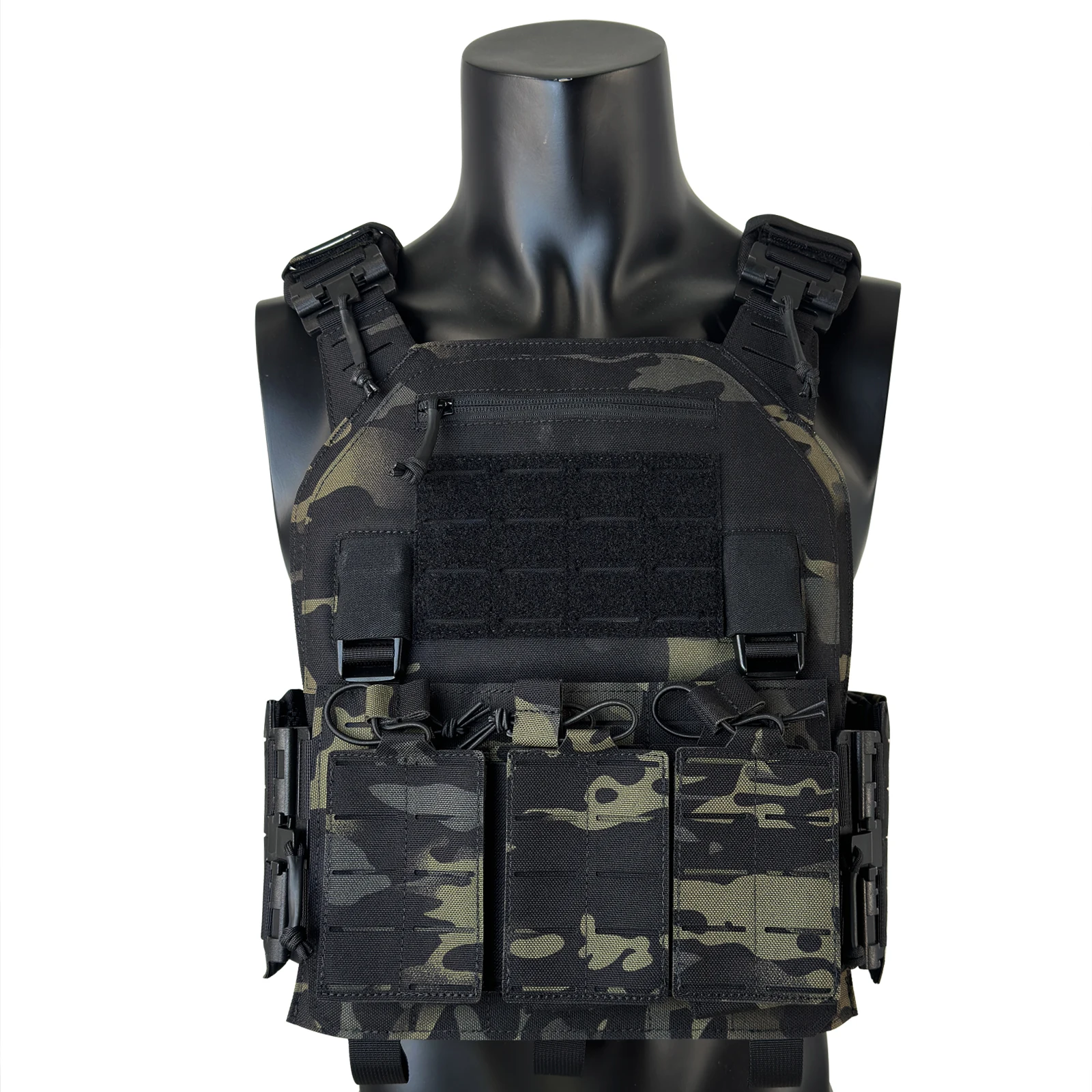 1000d Nylon taktische Weste Anzug Lasers ch neiden modulare Schnell verschluss weste mit dreifacher Tasche verschleiß fest kratz fest – Detail 27