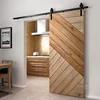 Modern home interior solid wood large striped design bedroom sliding barn doors 2