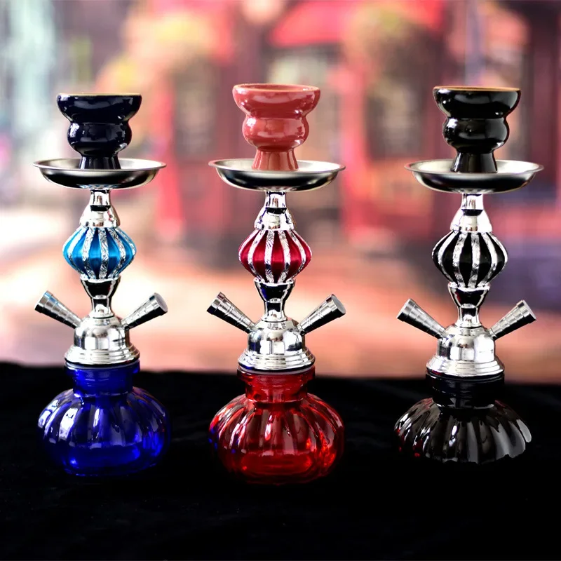 Double Hoses Hookah Shisha Pipe Set Nargile Chicha Sheesha Chicha Narguile Completo Bowl Charcoal Tong Glass Hookah Smoking Pipe hookah accessories hookah holder hookah pipes hookah set hookah mouthpieces