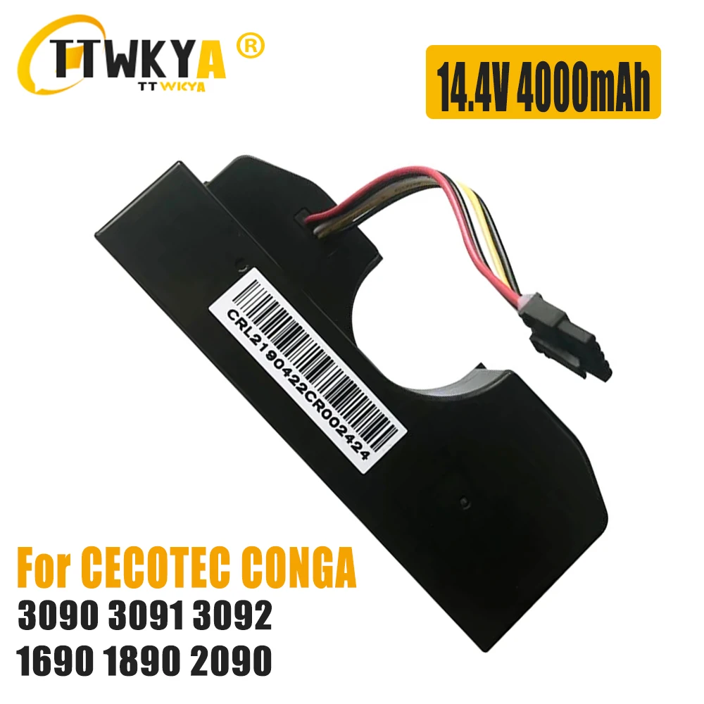 Batteria Sottovuoto Per Cecotec Conga 3090 Conga 3091 Conga 3092 Adatta A 05173 6800Mah / 44.40Wh 14.4V Li-Ion