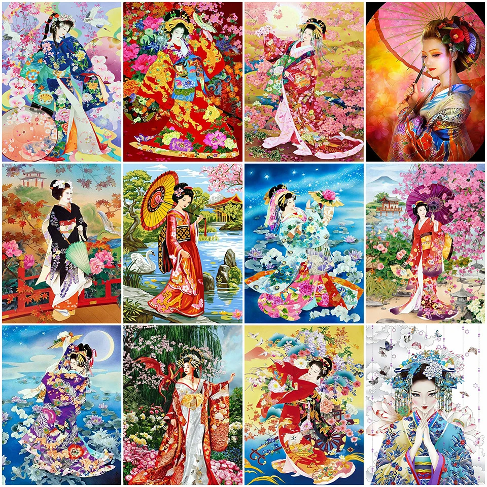 EverShineFullSquareDiamondPaintingJapaneseWomanRhinestones