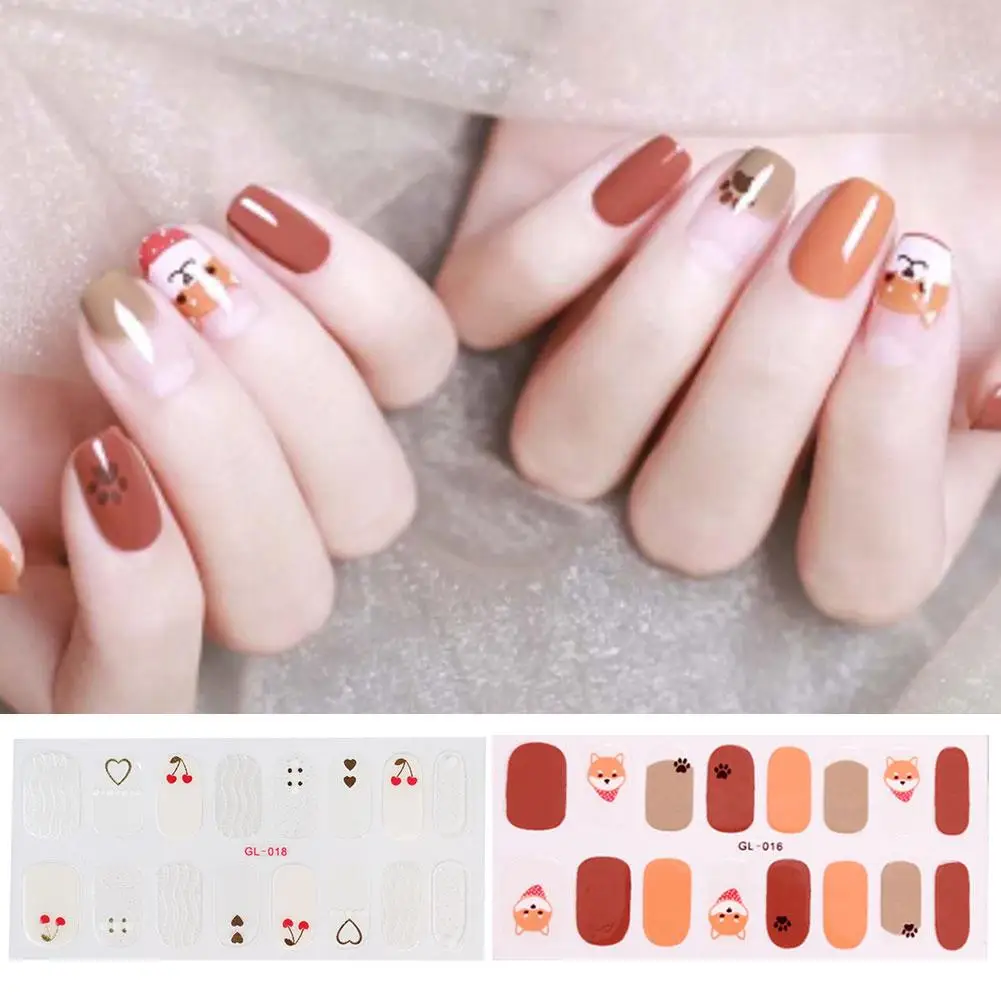 

Golden Marble Gel Nail Strips Patch Sliders Flowers Gel Gradient Lamp Cover Adhesive Nail Full UV Color Cured Stcikers Mani D2S3