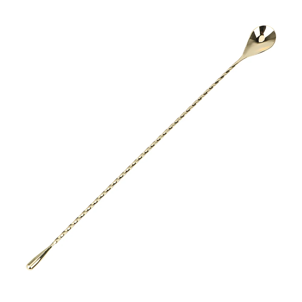 Premium Stainless Steel Spiral Pattern Cocktail Mixing Spoon - Teardrop Bar Stirrer Tool