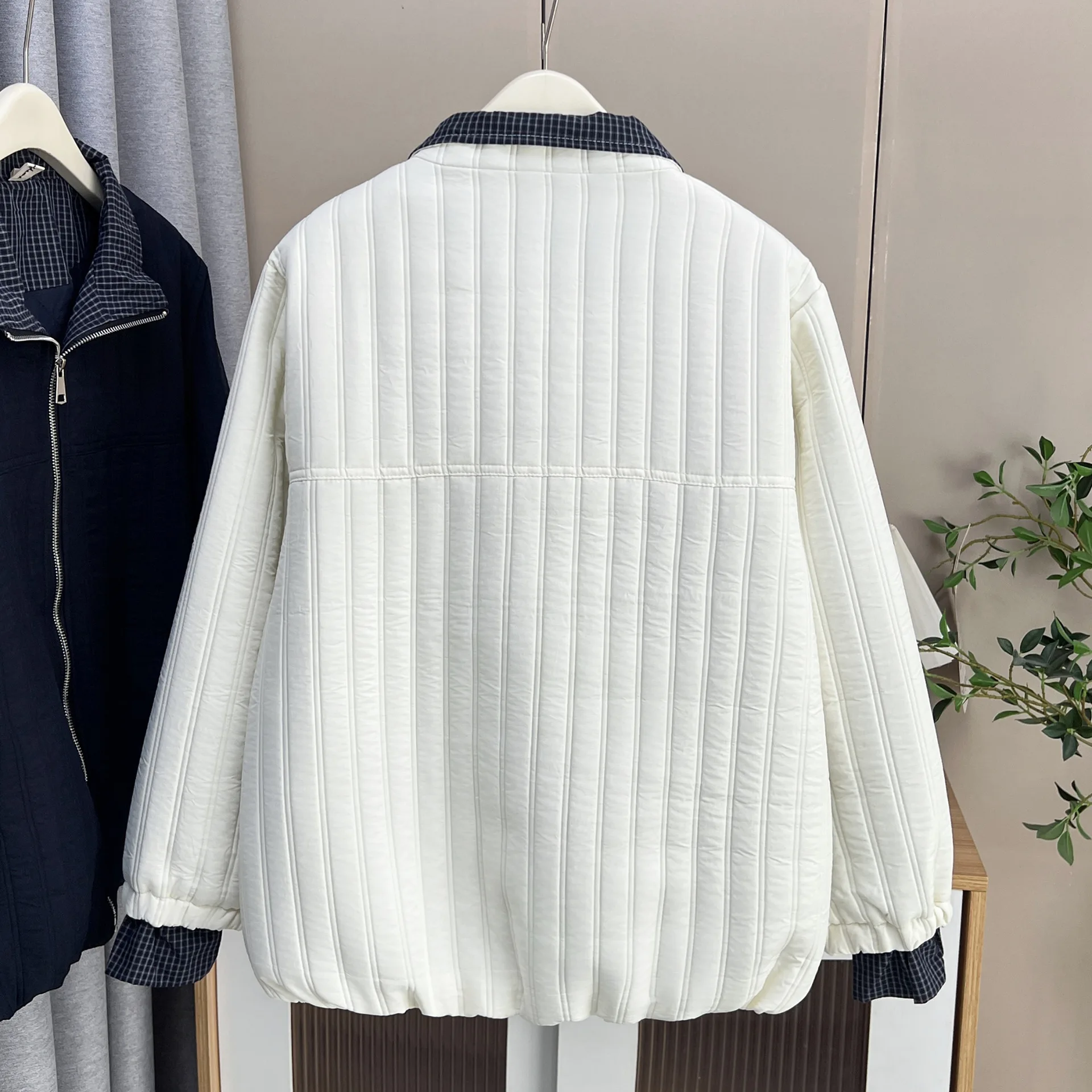 XXXXL Fashion Plus Size Women's Parkas 2025 Winter New Korean Style Thickened Fake two-piece Padded Jacket Warm Coat 936