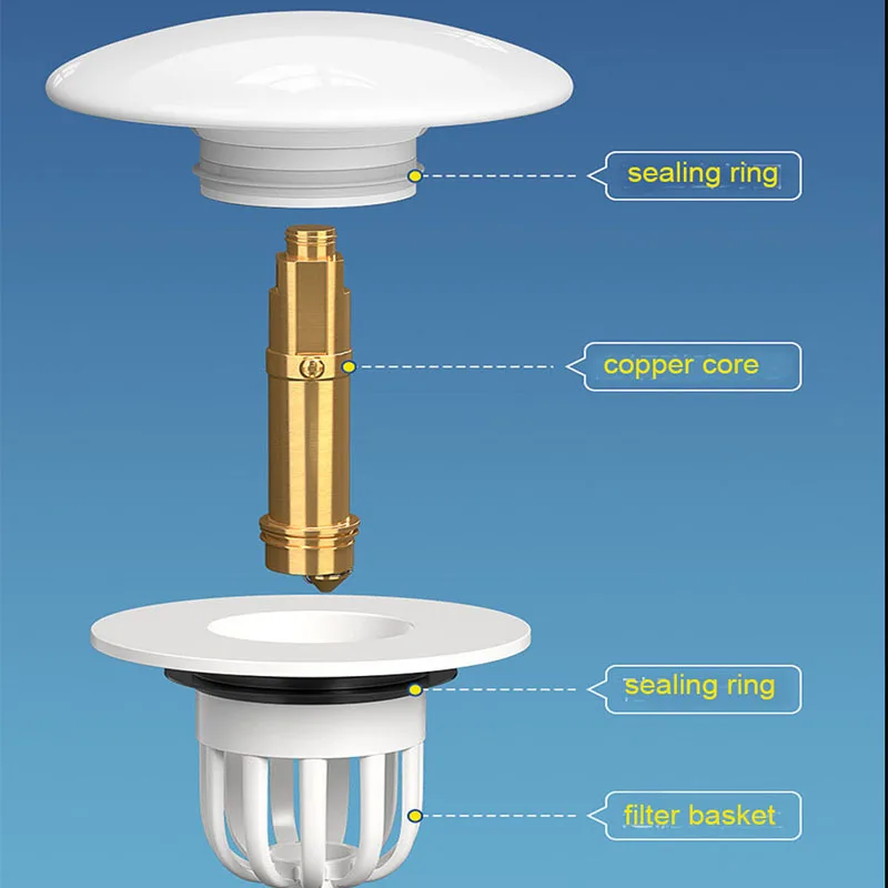 Bathroom Sink Plug Push-Type Anti-Rust