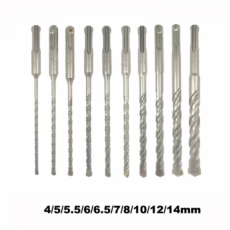 

10pcs Electric Hammer SDS Plus Drill Bit Set 160mm for Concrete Wall Brick Block Masonry Hole Saw Drilling Bits 4mm 5mm 6mm 018