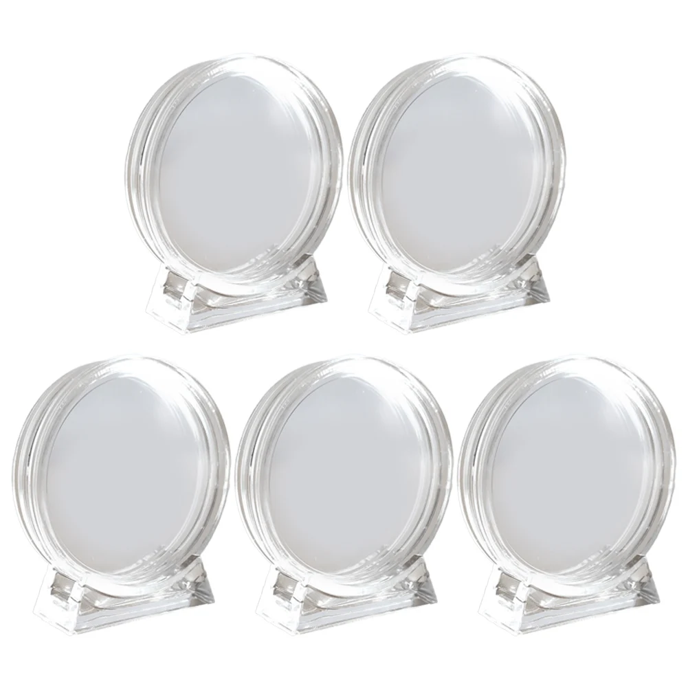 Coin Case Coin Protection Box 4cm 5PCS Acrylic Coin Display Case Commemorative Transparent Box With Base Household Supplies