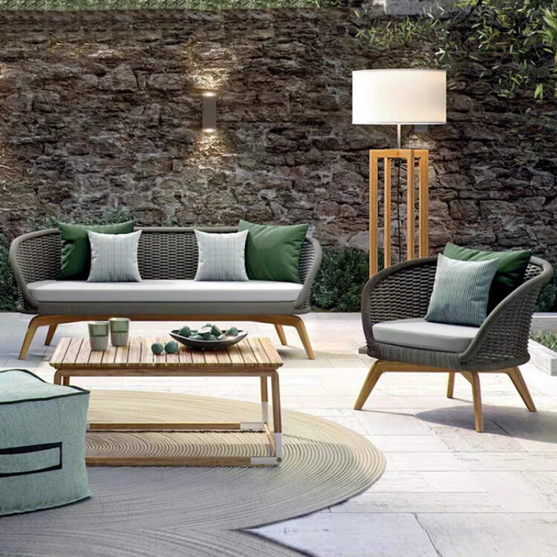 

Terrace sofa courtyard garden rattan chair three-piece balcony coffee table combination outdoor leisure sun room outdoor rain