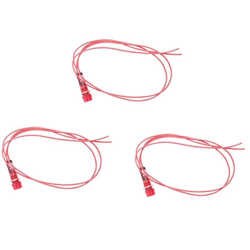 

3X Neon Indicator Pilot Signal Lamp Red Light AC 250V W2 Wires