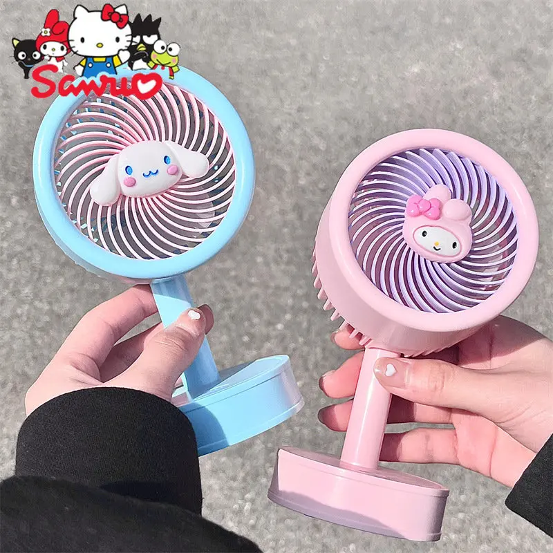 

Sanrio Melody Kuromi Hello Kitty Cinnamoroll Pochacco 3 Gear High Wind Power Desktop Electric Fan USB Charging Desk Small Fan