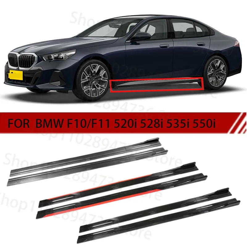 Black Plastic Side Skirt Rocker Extension Panel Lip For 2011-2016 BMW 5 Series F10 – Pair, Left & Right