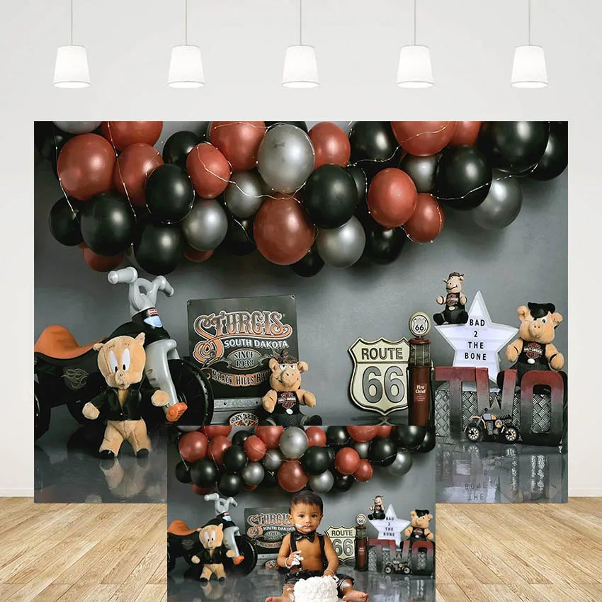 

Mehofond Photography Background Balloons Route 66 Boy 2nd Birthday Party Kid Baby Shower Cake Smash Decor Backdrop Photo Studio