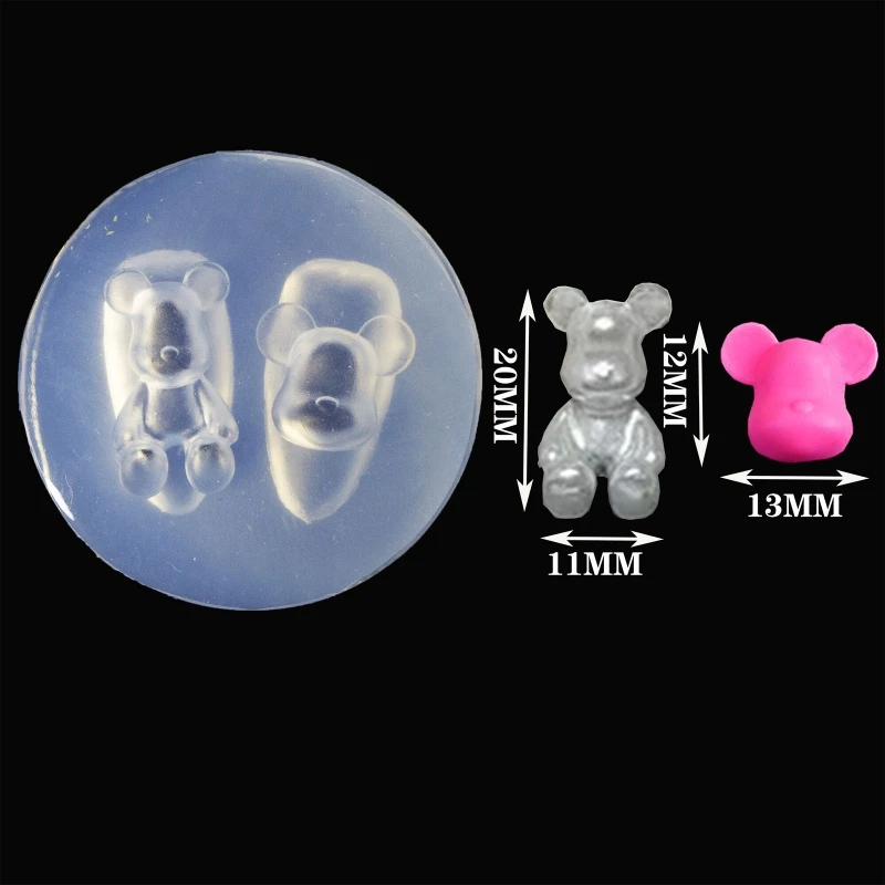 Silicone Carved Mold Mini Lovely 3D Bear Shaped Resin Casting Molds for Epoxy Casting Decorations Supply DIY Art