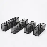 3/4/5/6 Grids Mesh Desk Organizer Metal Rectangle Shape Pen Storage Box Durable Large Capacity Desk Display Holder 2