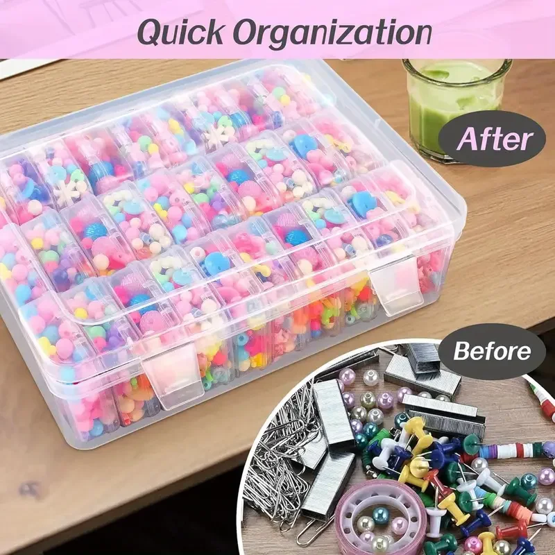 3 sets 2 sets 1 set 30 grid bead organizer plastic mini transparent storage box rectangular box hinged lid