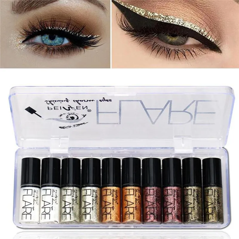 Professional Makeup Silver Rose Gold 16 Colors Liquid Glitter Eyeliner Kit  New Shiny Eye Liners for Women Eye Pigment Cosmetics