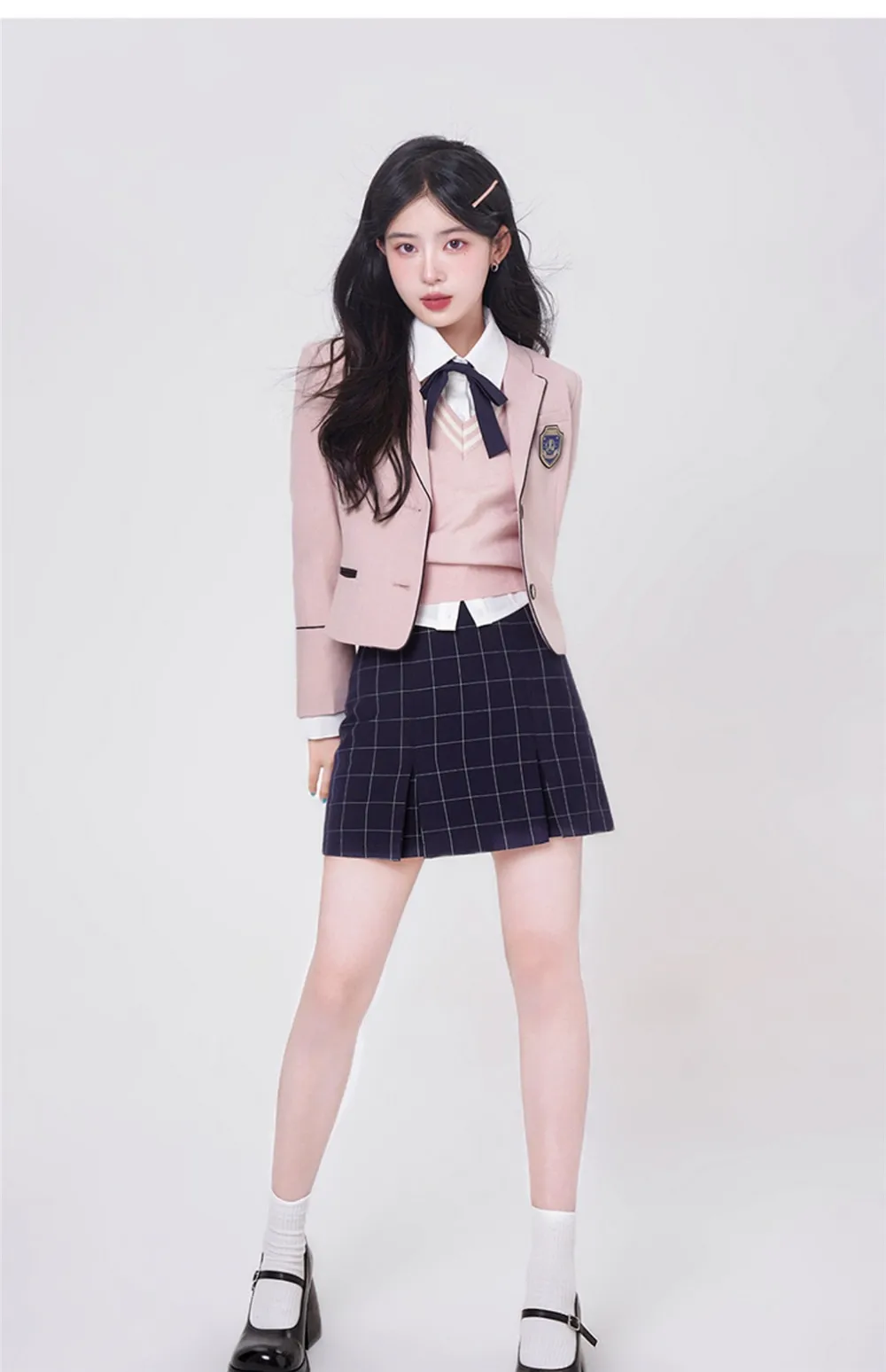 Gangnam College Style Pink Suit Korean JK Uniform Blazer Suit Girls Sheath Dress Women\'s Spring Autumn Blazer Hip Skirt Sets
