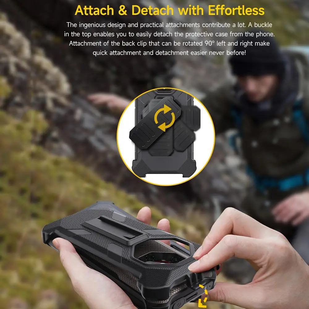 Durable Back Clip Phone Case with Carabiner Attachment
