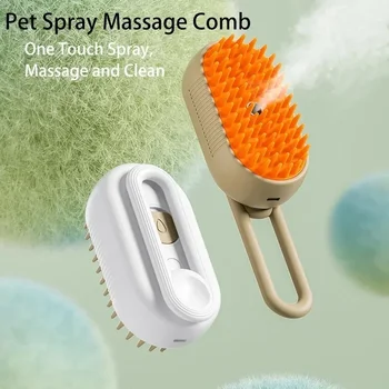 Steamy Dog Brush Electric Spray Cat Hair Brush 3 in1 Dog Steamer Brush for Massage Pet Grooming Removing Tangled and Loose Hair 2