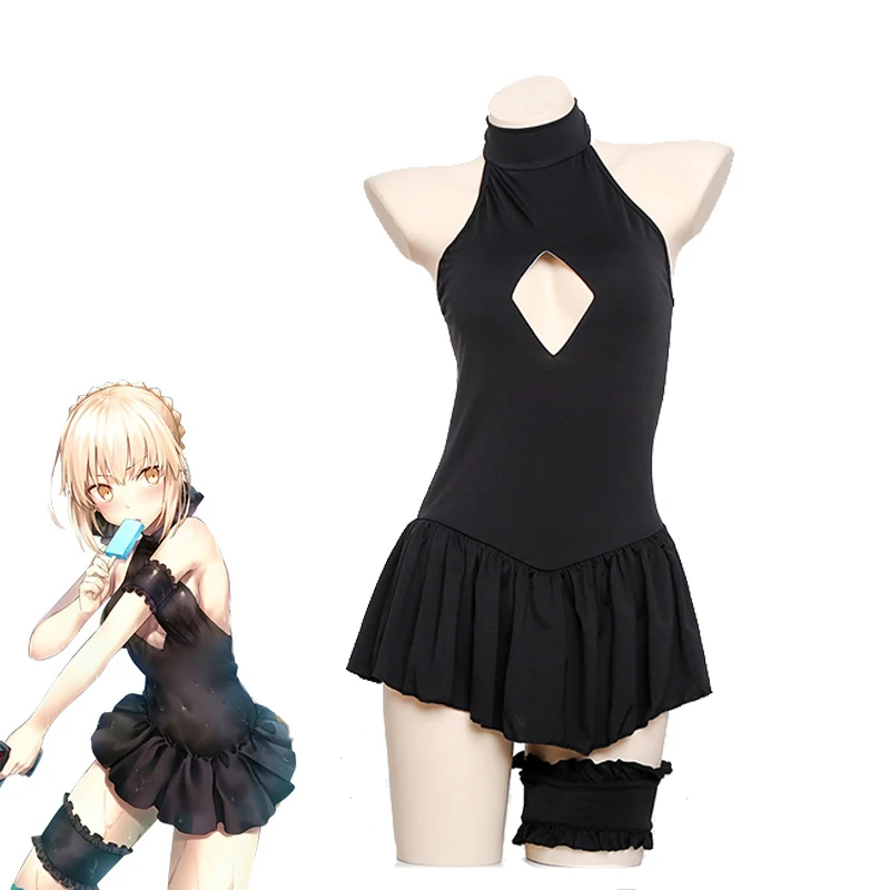 

Anime FGO Sexy Alter Saber Cosplay Fate Grand Order Swimsuit Women Fate Stay Niight Black Sukumizu Swimwear