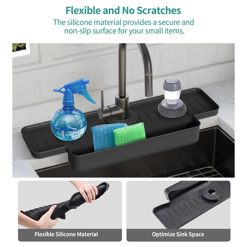 

Silicone Faucet Splash Guard Kitchen Sink Splash Guard Upgraded Faucet Water Catcher Tray