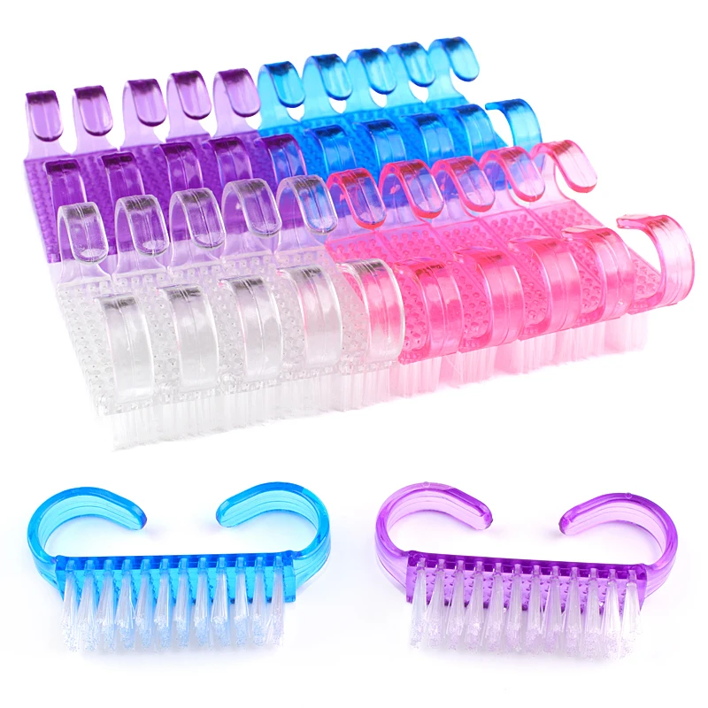 Nail Cleaning Brush 10pcs Plastic Nail Dust Soft Remover For Care Small Angle Manicure Pedicure Salon Tools