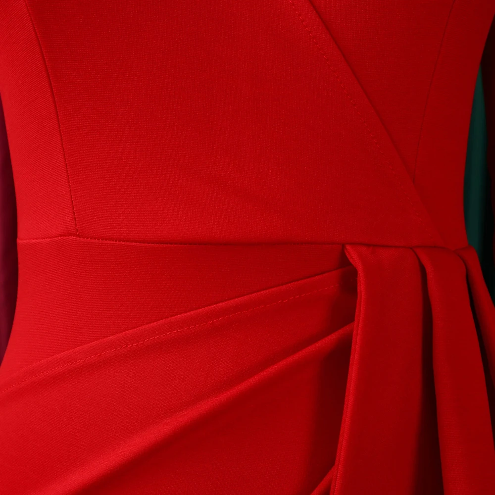 Neuestes Design Frühling Casual Bodycon Midikleid V-Ausschnitt Langarm Gerafftes Elegantes Afrikanisches Kleid für Büro und Kirche – Detail 9