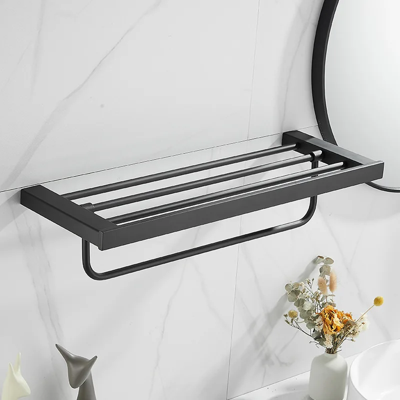 

Stainless Steel Accessories for Bathroom Black Folding Towel Rack Movable Hanging Rod Black Toilet Paper Bathroom Sets